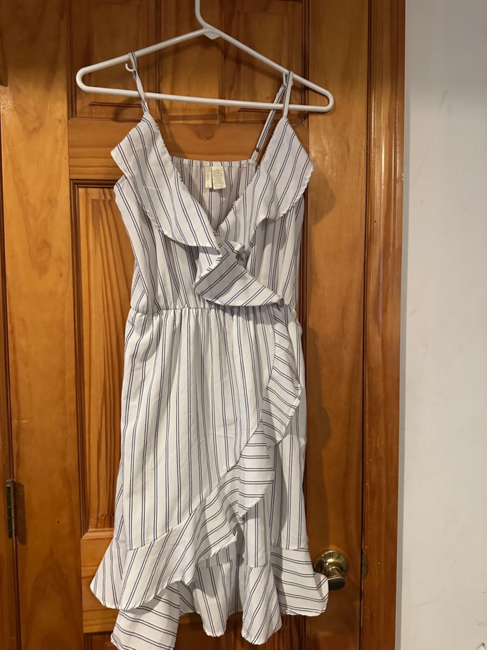 Japna White Dress with Navy Stripes